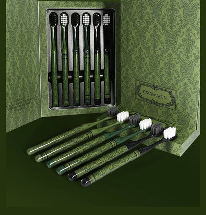 [6-Pcs Gift Boxes] Forest Travel Series Home Couple Travel High-end Adult Small Head Soft-bristled Toothbrush