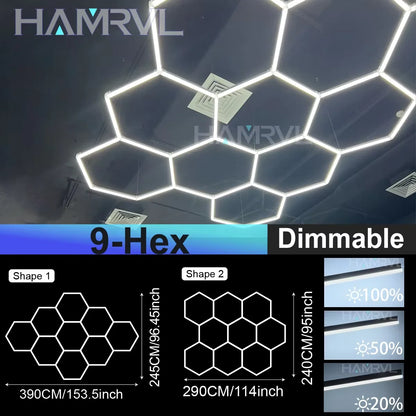 Hexagon Dimmable LED Ceiling Light Modern Honeycomb Panel with 3-Level Dimming 100%/50%/20% for Living Room Bedroom Salon Garage