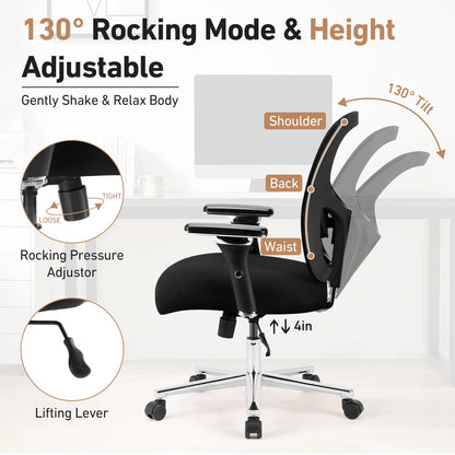 JHK 500lbs Heavy Duty Mesh Backrest Lumbar Support Office Chair Ergonomic Adjustable Height 4D Armrest Gaming Chairs for Home