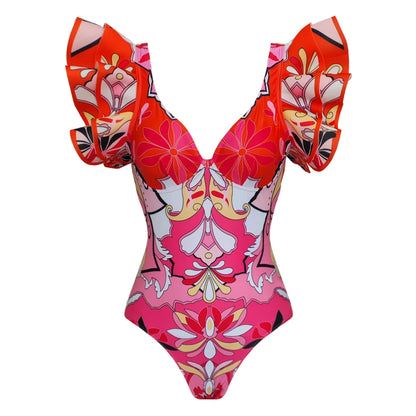 2026 New Sexy Ruffle Bikini Set Printed Brazilian Biquini Women Swimwear Skirt Bathing Suit Girls Summer Beachwear Dress