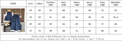 Bear Leader Korean Version Kids Clothes Girls Blue Imitation Denim Suit Summer New Sleeveless Top+Wide Leg Pants Two-piece Set