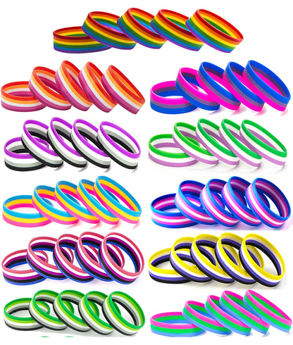 LGBT Pride Rainbow Pansexual Asexual Genderqueer Bisexual Wristband Jewelry Silicone Bracelet SLP-0000