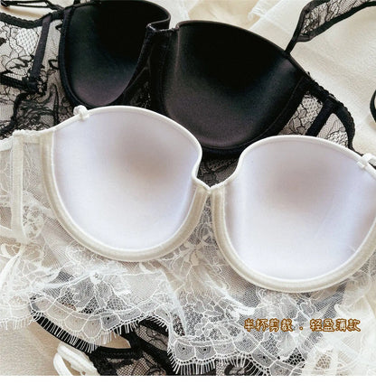 Women Lace Push Up Bra Wireless Thin Cotton Underwire Shaping Bras Anti Sagging Bralette 2 Piece Panty Set Sexy Lingerie S-XL