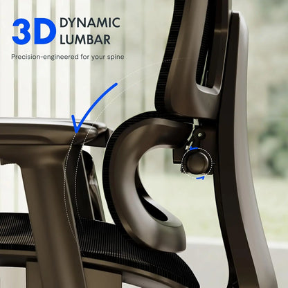 ErgoX Premium Ergonomic Office Chair with Footrest- Adjustable 3D Armrests, Dynamic Lumbar Support, Recline & Tilt, Customized
