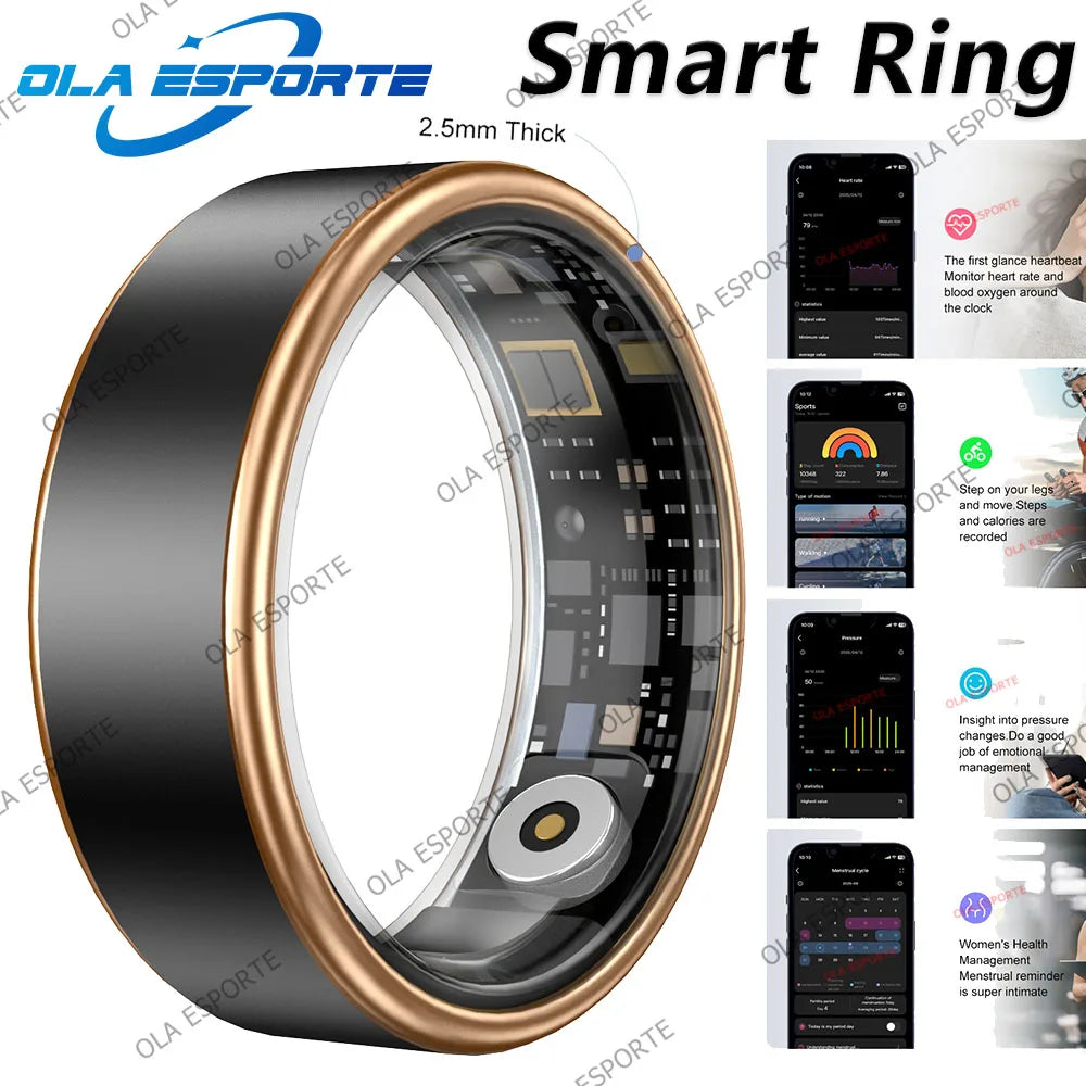 2025 Smart Ring Gesture Control Wireless Bluetooth Heart Rate Blood Pressure Monitor 5ATM Waterproof Health Smartring Men Women