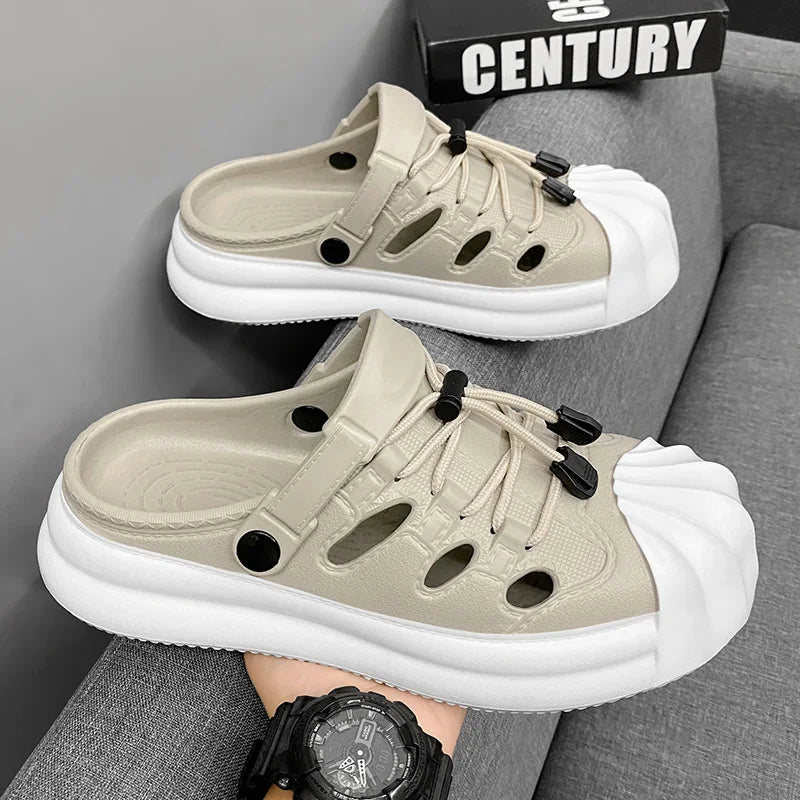 Fashion Men Sandals Summer Half Slippers Outdoor Women Beach Shoes Couple Walking Sneakers Comfortable Breathable Casual Shoes