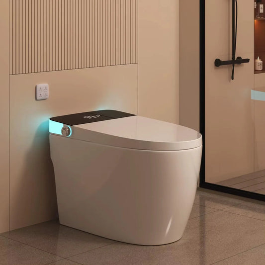 Smart Toilet Heated Seat Auto Flush & Soft-Close Lid Elongated One Piece Light
