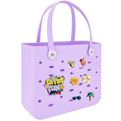 L Large Beach Bag EVA Rubber Waterproof Beach Travel Picnic Storage Basket Women's Shopping Handbag Hemp Bag Jelly Tote Bag