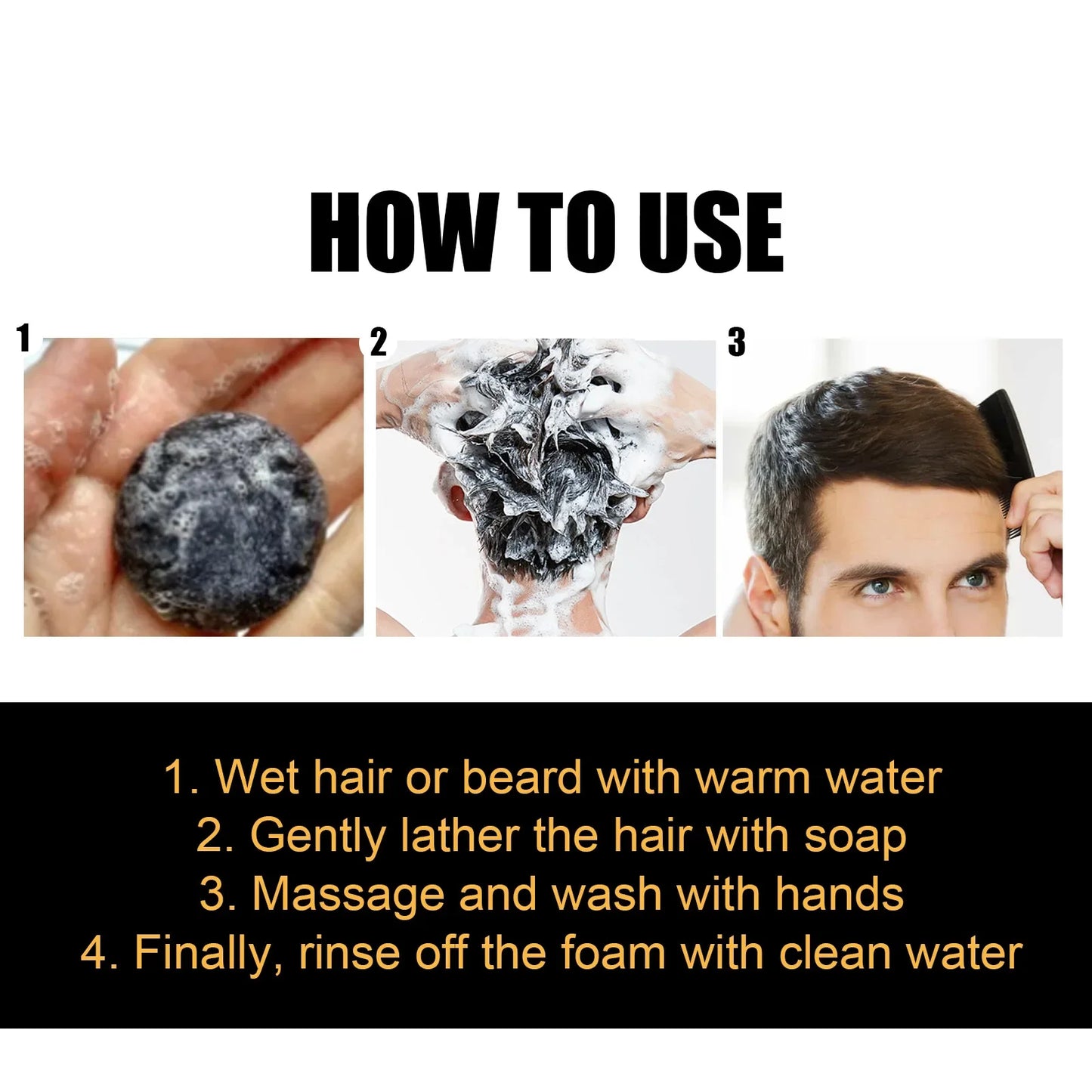 Hair Darkening Shampoo Bar White Hair Coverage Deep Cleaning Soft Shiny Nourishing Anti Dandruff Improve Gray Hair Shampoo Soap