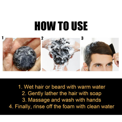 Hair Darkening Shampoo Bar White Hair Coverage Deep Cleaning Soft Shiny Nourishing Anti Dandruff Improve Gray Hair Shampoo Soap