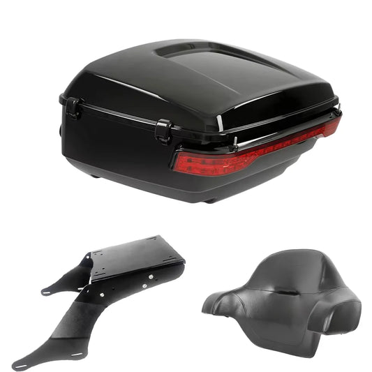For Kawasaki Vulcan 1700 Vaquero Vn1700 2010-2025 Waterproof ABS King Tour Pak Pack Top Box Case With Luggage Rack