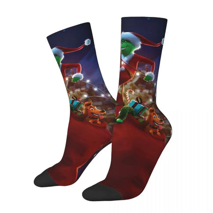 Cartoon Grinchh Xmas Socks Men's Women's Funny Happy Christmas Socks Hip Hop Spring Summer Autumn Winter Socks Gift