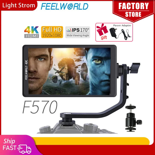 Feelworld F570 5.7" IPS 4K Full HD 1920x1080 HDMI On-camera Field Monitor with NP750 Battery + Charger for Canon Nikon Sony DSLR