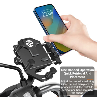 New Motorcycle Phone Holder Universal Alloy Shock-Absorbing Motos Bike Handlebar Navigation Bracket 360° Rotary Adjustable Stand
