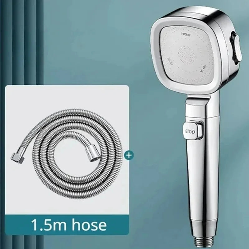 High Pressure Shower Head Water Saving 3 Modes Shower Heads Adjustable One-Key Stop Water Massage Sprayer Bathroom Accessories