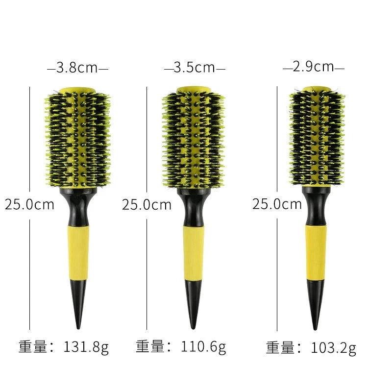 Barbershop Rolling Comb Round Hair Comb Nylon Bristle Aluminum Tube Ion Hair Brush Home Barbershop Styling Tools
