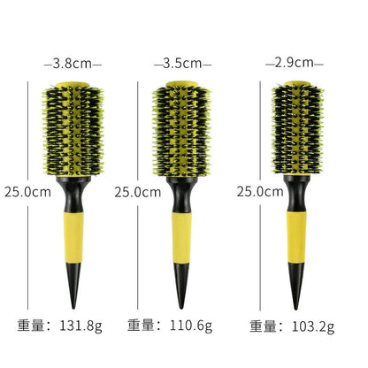 Barbershop Rolling Comb Round Hair Comb Nylon Bristle Aluminum Tube Ion Hair Brush Home Barbershop Styling Tools