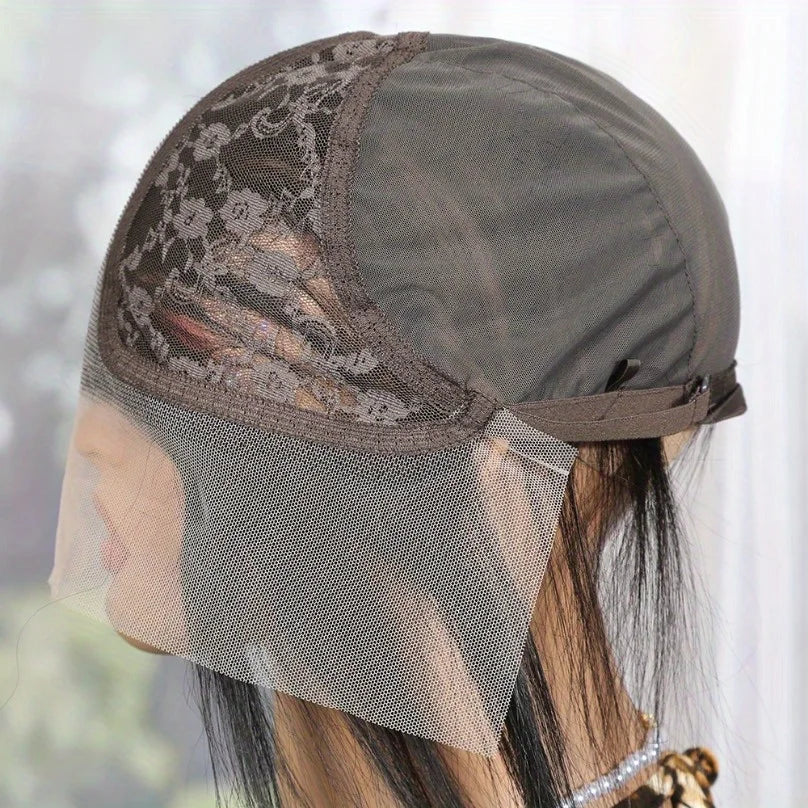 Straight Virgin Hair T13x6 Lace Front Wig Cap with Adjustable Straps,  Natural Hairline Transparent Lace Frontal Only Wig Cap