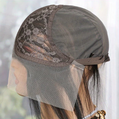 Straight Virgin Hair T13x6 Lace Front Wig Cap with Adjustable Straps,  Natural Hairline Transparent Lace Frontal Only Wig Cap