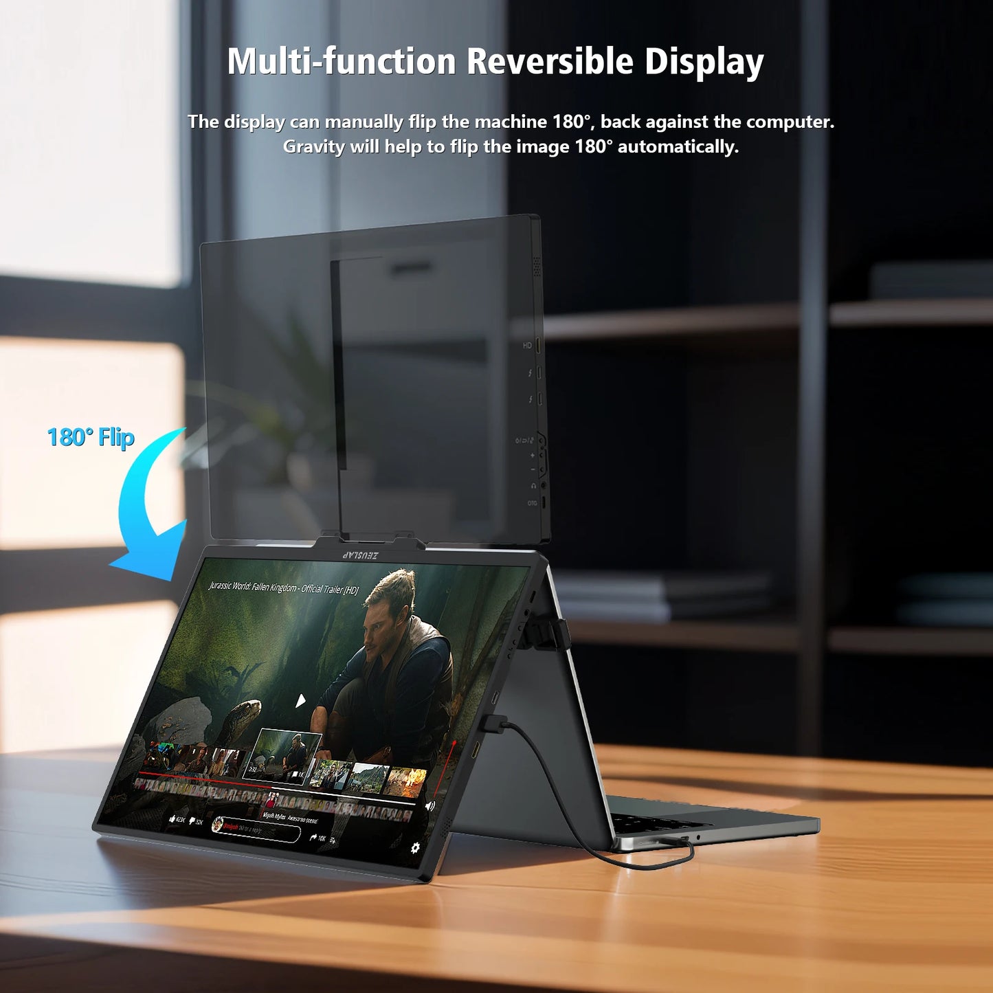 ZEUSLAP 16" Floatable Stacked Portable Monitor QHD 2560*1600P 400Nits 16:10 IPS Panel for Laptop Notebook Second Screen Display