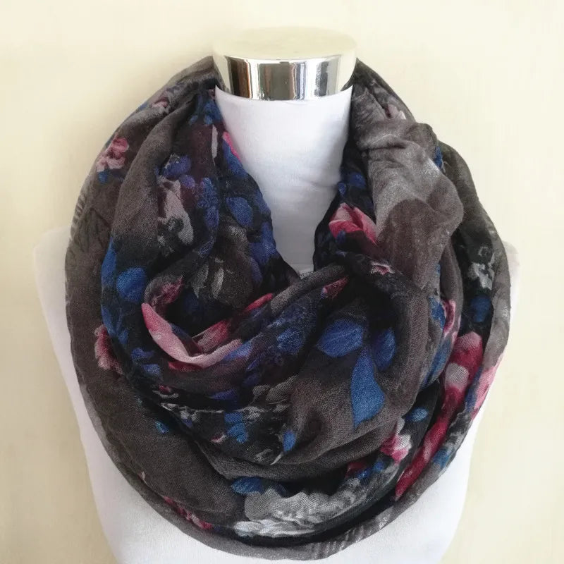 Fashion Design Sexy Sky Rose Shawl infinity Scarf women ring scarves Neckerchief Autumn Winter Foulards Muslim Hijab Sjaal