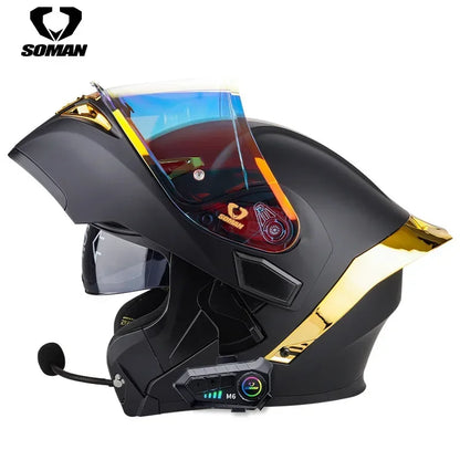SOMAN Modular Helmet Flip Full Face Motorcycle Helmet Dual Visor Lens Racing Casco casque moto approved 오토바이핼멧
