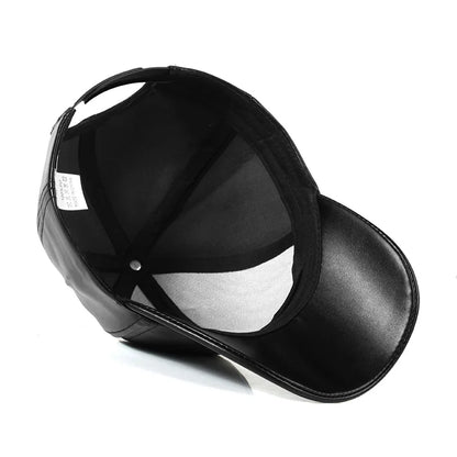 1PC Unisex Solid Men Women Baseball Cap PU Leather HIP HOP Snapback Caps Hats for Men Baseball Caps Black Adjustable Hat