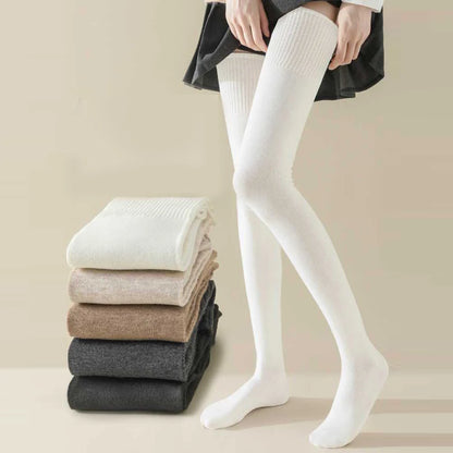 Winter Thigh High Socks For Women 100cm Lengthened JK Lolita Stockings Solid Color Over The Knee Stocks Slim Velvet Thigh Socks