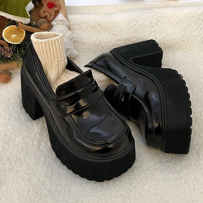 Retro Le Fu Shoes 2024 New Thick Soled High Heels Daily Luxury Women's Solid Color Temperament Mary Jane with Follow-up Shoes