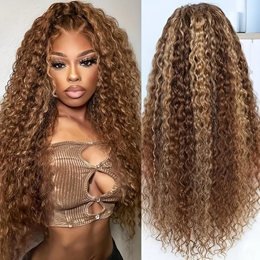360 4/27 Full Lace Wig Human Hair Invisible Strap 250 Density Deep Wave HD Lace Frontal Wig Human Hair Pre Cut Curly 360 Wigs