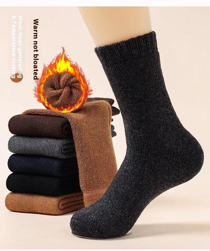 5 Pairs Winter Super Thicker Warm Socks Wool Women Socks New Solid Merino Wool Socks Against Cold Snow Men Terry Sock Size 36-42
