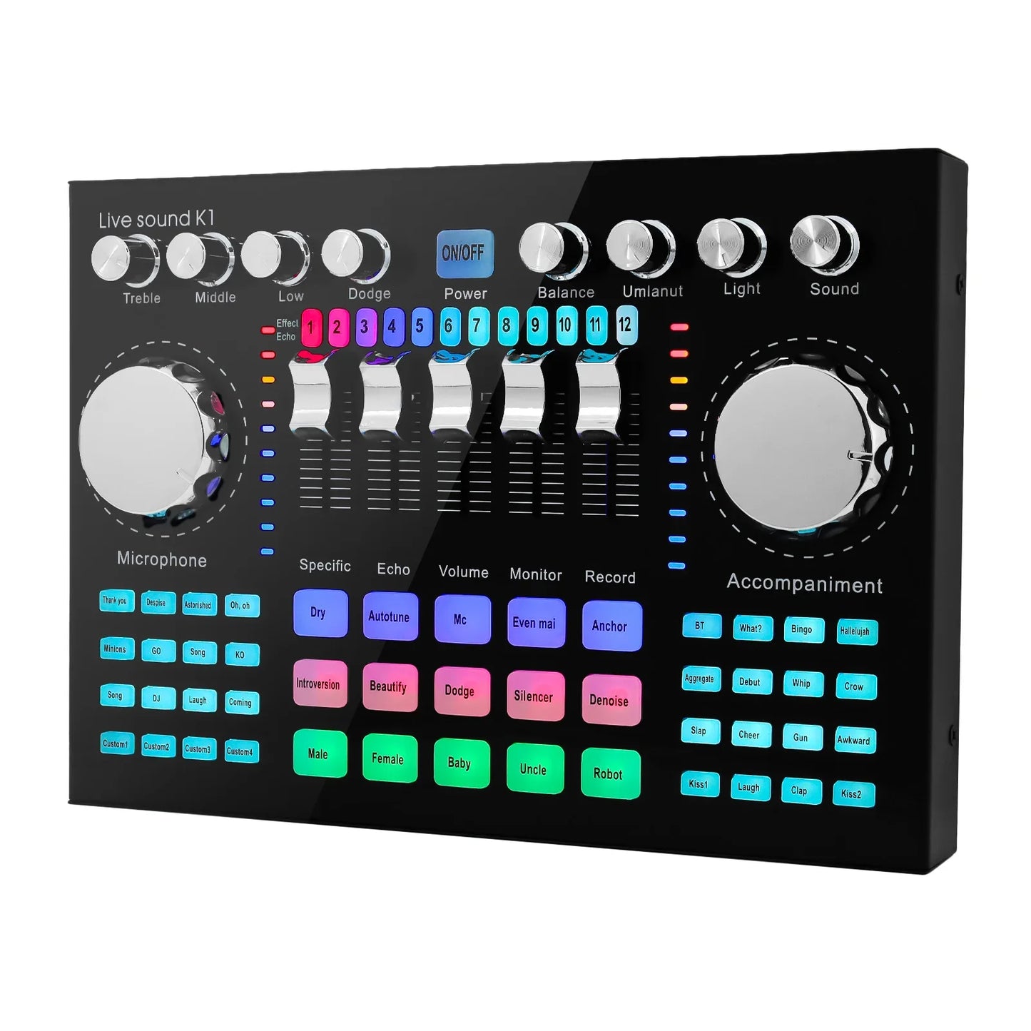 K1 Live Sound Card Portable Internet Celebrity Live Broadcast Special Sound Equipment Universal for Music Recording Karaoke Sing