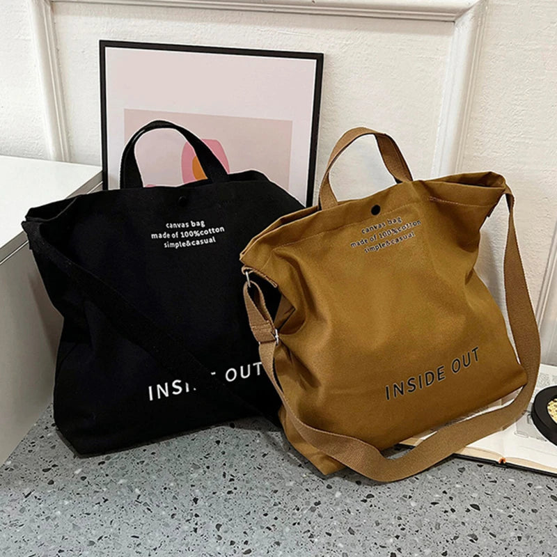High Quality Canvas Men and Women Simple Cross-body Bag Wash Canvas Thick Handbag Large Capacity Arts Students Package Satchel