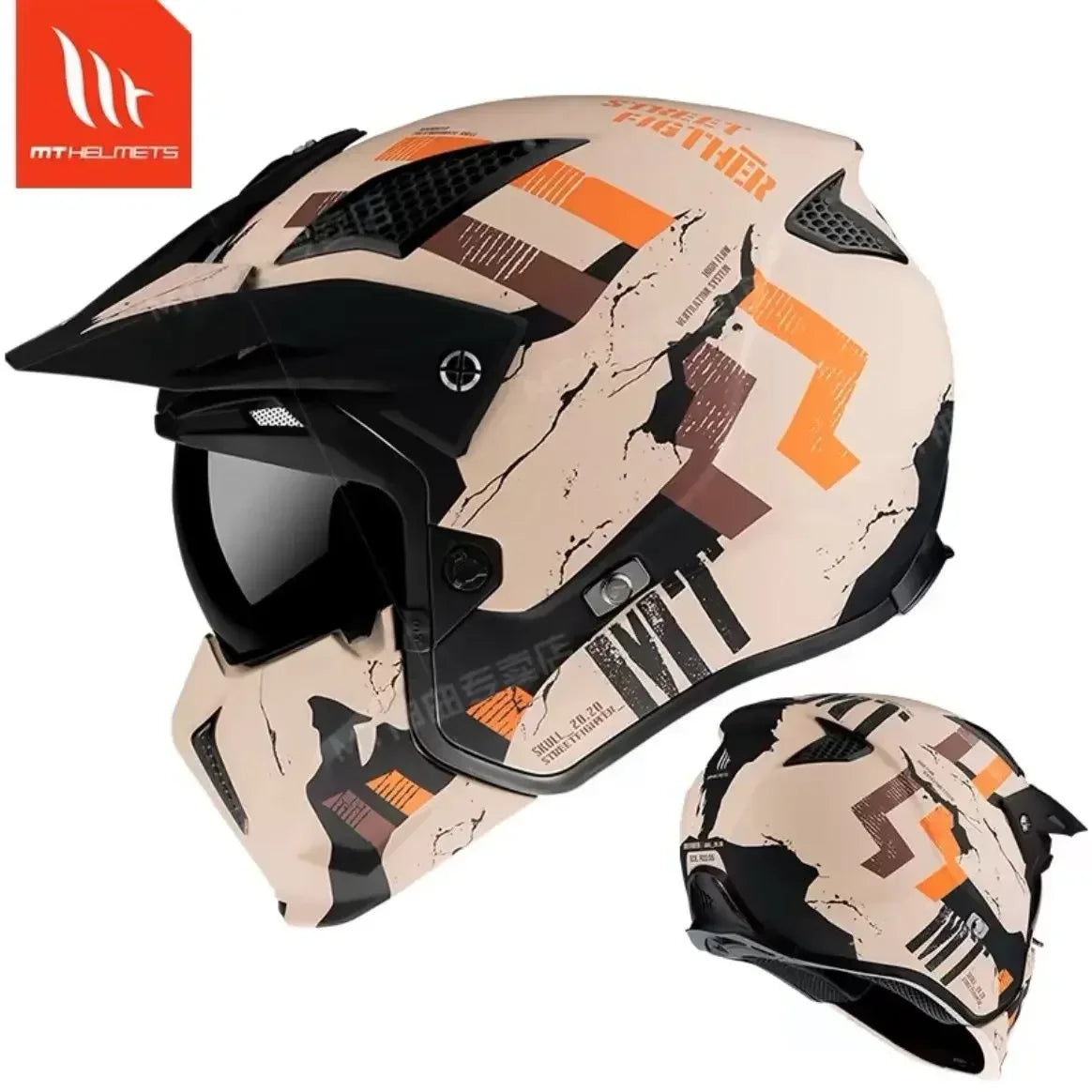 MT Street Fighter Motorcycle Helmet Detachable Combination Electroplated Gold Helmet ECE DOT Certification Full Face Casco Moto