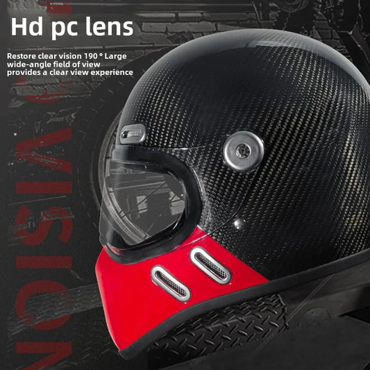 Carbon Fibre Motorcycle Helmet Full Face Retro Motorbike Helmet Men Women Cascos Para Moto Capacete Casco Moto For Harley DOT