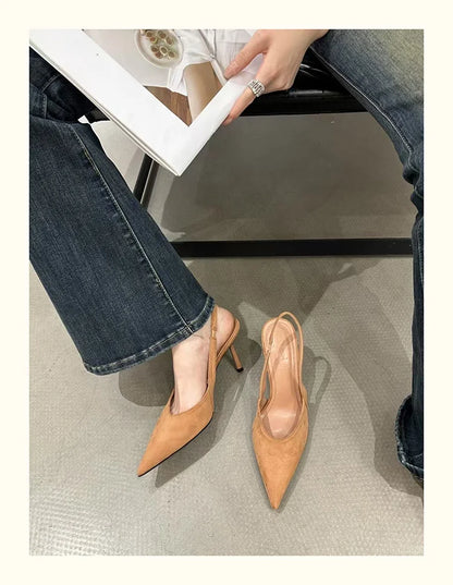 2025 Summer Leopard High Heel Women Sandals Fashion Pointed Toe Shoes Design Style Banquet Party Sandals Shoes