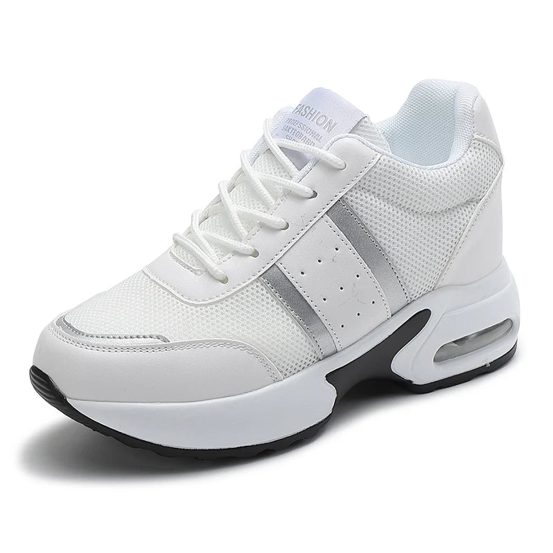 Fashion Women's Platform Shoes Invisible Height-increasing Casual Shoes Ladies Breathable Air-cushion Walking Traveling Shoes