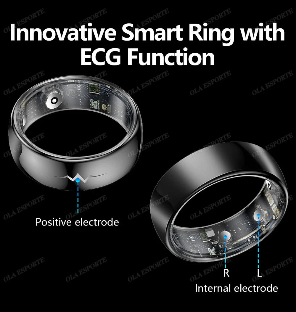 New ECG Smart Ring Men Women Bluetooth Blood Heart Rate Blood Oxygen Health Monitoring Multi Sports 5ATM Waterproof smartring