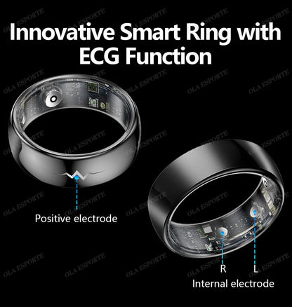 New ECG Smart Ring Men Women Bluetooth Blood Heart Rate Blood Oxygen Health Monitoring Multi Sports 5ATM Waterproof smartring
