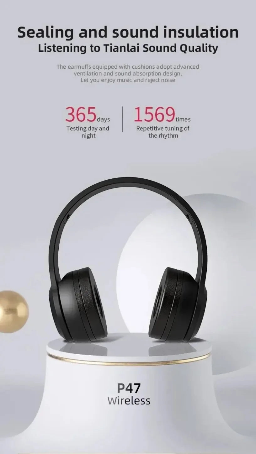 Multifunctional Portable Foldable Headmounted Wireless Bluetooth 5.0 Headset For Bluetooth connection TF Card Wired Connection