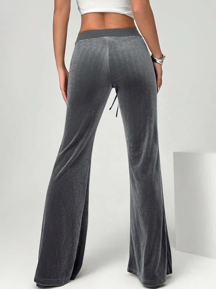 2025 autumn and winter women's micro flared pants slim fit and slimming casual flared pants velvet pants