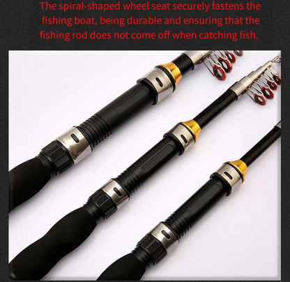 Mini Telescopic Sea Fishing Rod, Portable Spinning Rod 1.0-2.3m Ultra-Short Travel Rock Fishing Rod with Metal Spinning Reel