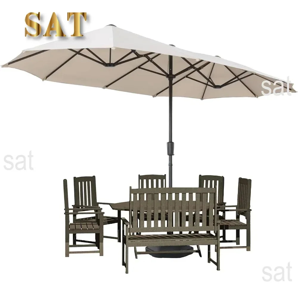 # l 13 foot large terrace umbrella, outdoor double-sided rectangular market umbrella with 12 ribs for UV protection, with a cran