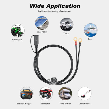 60cm/180cm Quick Release SAE Cable w/ 10A Fuse Terminal O Connector Battery Charger Extension Adapter Wire 16AWG Terminal