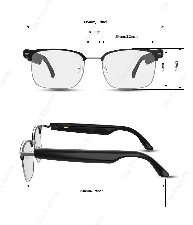 Ola Esporte Bluetooth Smart Glasses Automatic Adjustment AI Voice Music Eyewear Waterproof Call Eyeglass For Anti-blue Light New