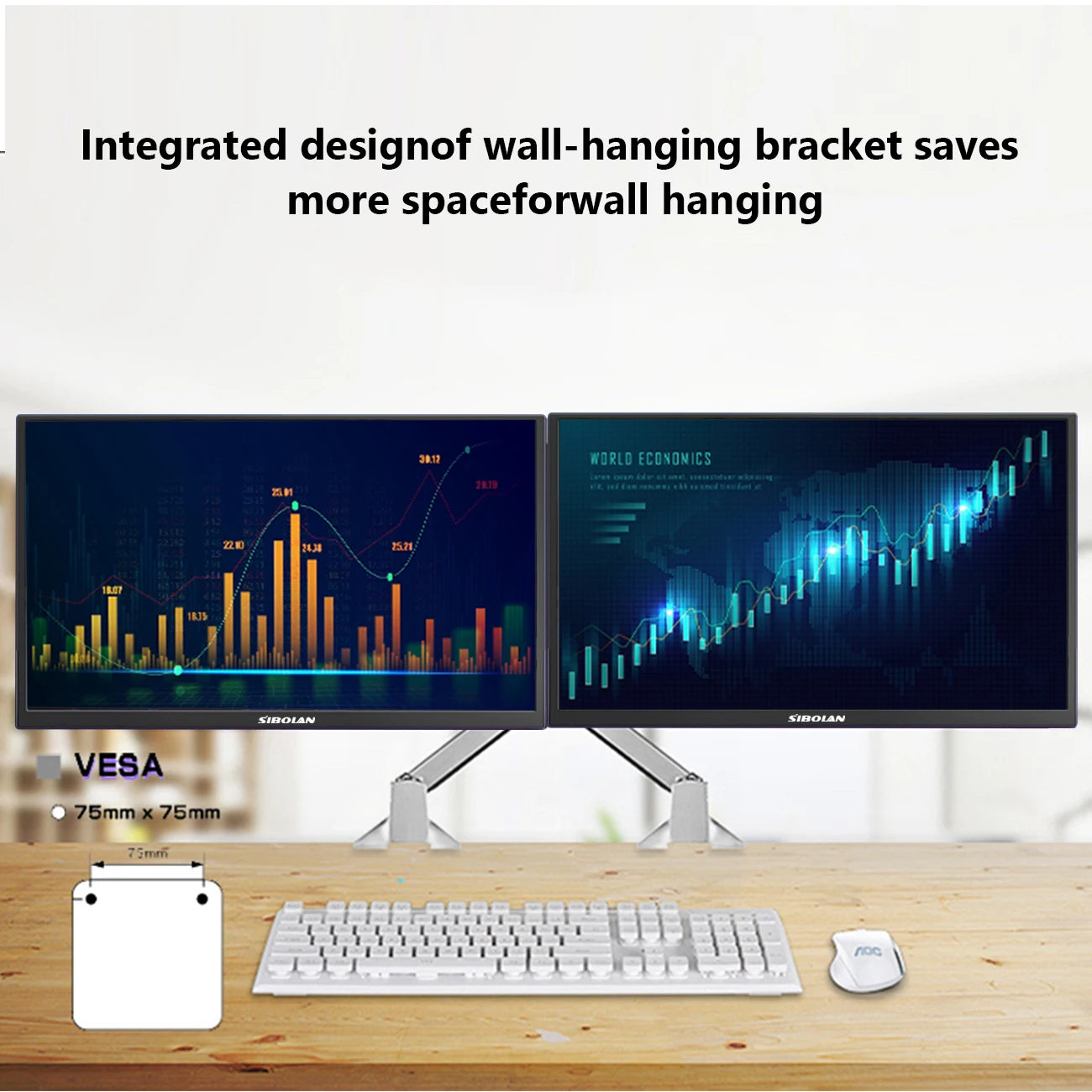 SIBOLAN 24.5 inch Portable Monitor 165Hz 2.5K 100sRGB UHD Large Gaming Screen HDMI USB C VESA Port for Laptop Mini PC Desktop