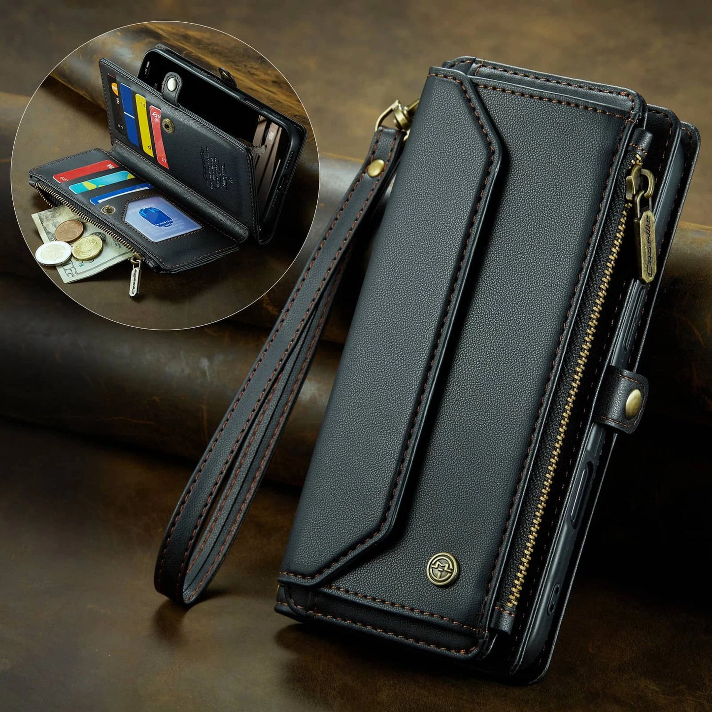 Crossbody Wallet Case for iPhone 17 Pro Max iPhon Air 17 Pro,RFID Blocking, 7-10 Card Slots, PU Leather Flip Wristlet with Strap