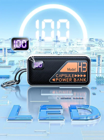 20000mAh Mini Power Bank PD20W Fast Charging Comes with Cable Digital Display PowerBank for IPhone13 14 15 16 Samsung and Xiaomi
