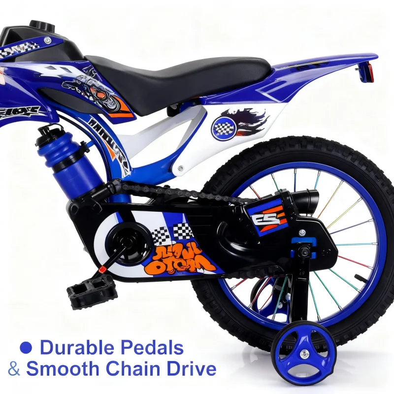 Blue Children's Off-Road Motorcycle Bicycle Pedal Bike with Headlamp Boys And Girls 12-16 Inch Cro