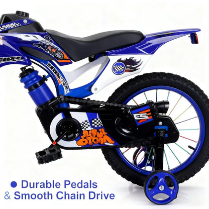 Blue Children's Off-Road Motorcycle Bicycle Pedal Bike with Headlamp Boys And Girls 12-16 Inch Cro